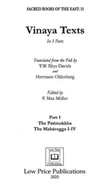 Vinaya Texts - Sacred Books of The East: 13 (Set of 3 Parts)