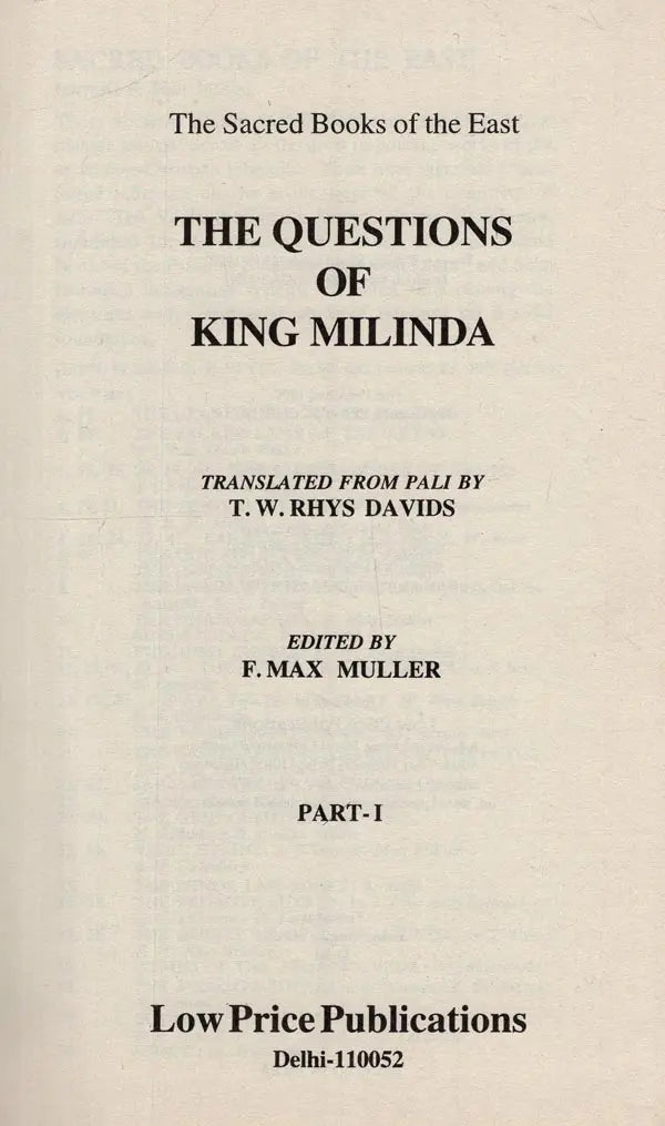 The Questions of King Milinda (Set of 2 Parts)