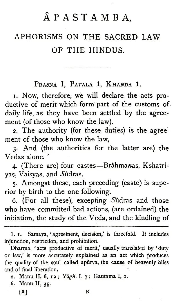 The Sacred Laws of the Aryas – As Taught in the School of Apastamba, Gautama, Vasishtha and Baudhayana (Vol-II: Part-I)