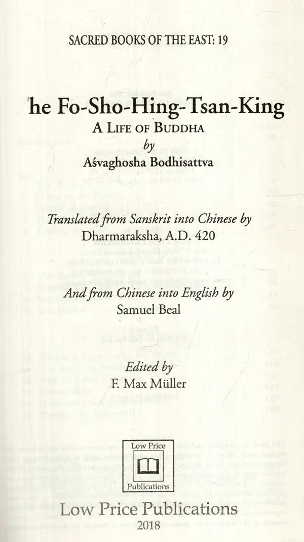 The Fo-Sho-Hing-Tsan-King (A Life of Buddha) – By Asvaghosha Bodhisattva (Vol-XIX)