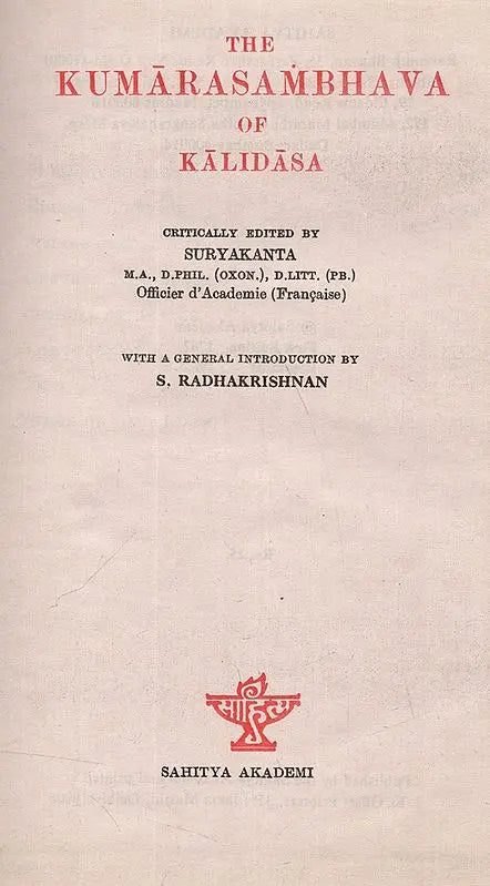 The Kumarasambhava of Kalidasa- Critical Edition (An Old and Rare Book) - Retail Maharaj