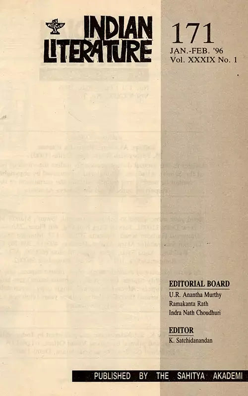 Indian Literature- Sahitya Akademi's Bi-Monthly Journal No.171 Jan-Feb,1996 (Vol.XXXIX, No.1) (An Old and Rare Book) - Retail Maharaj