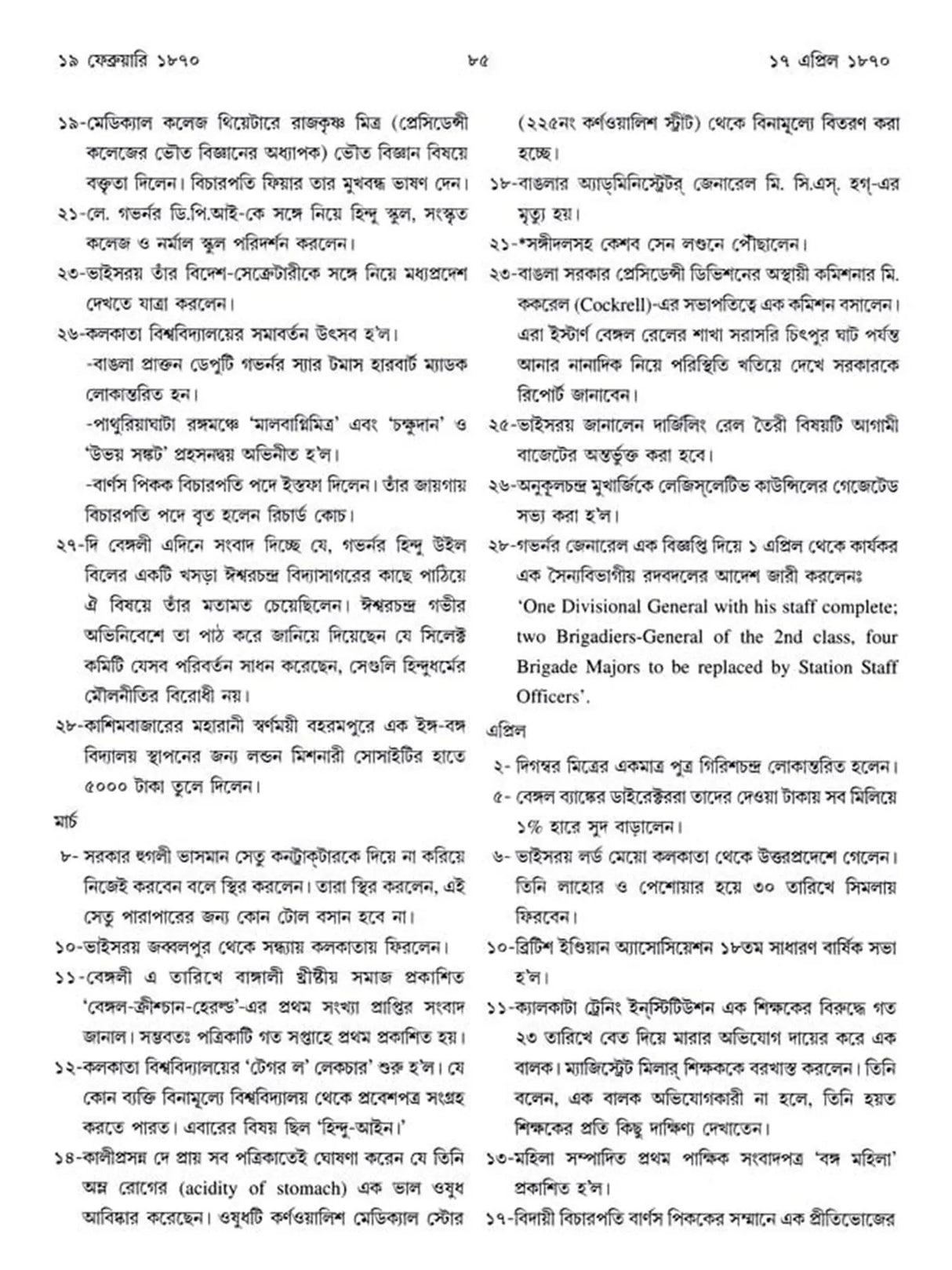 কলকাতা - ইতিহাসের দিনলিপি: Itihasher Dinalipi