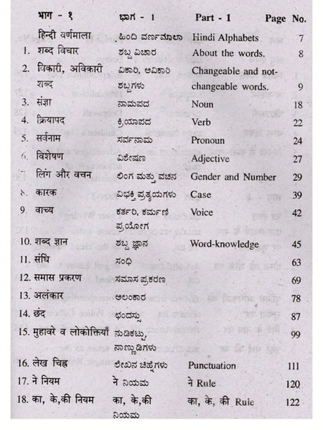 हिन्दी व्याकरण: ಹಿಂದೂ ವ್ಯಾಕರಣ- Hindi Grammar (With Kannada and English Explanations) - Retail Maharaj