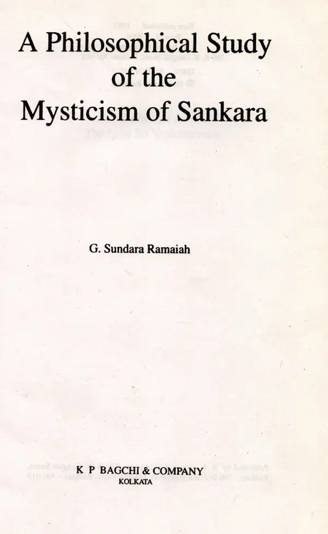 A Philosophical Study of the Mysticism of Sankara (An Old and Rare Book) - Retail Maharaj