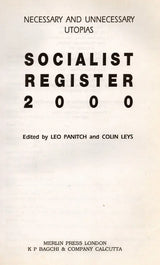 Necessary and Unnecessary Utopias Socialist Register 2000 (An Old and Rare Book)