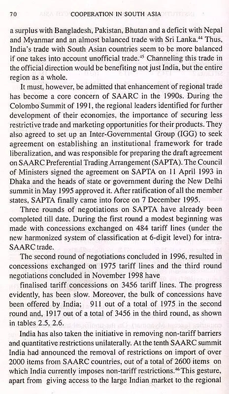 Cooperation in South Asia- The Indian Perspective