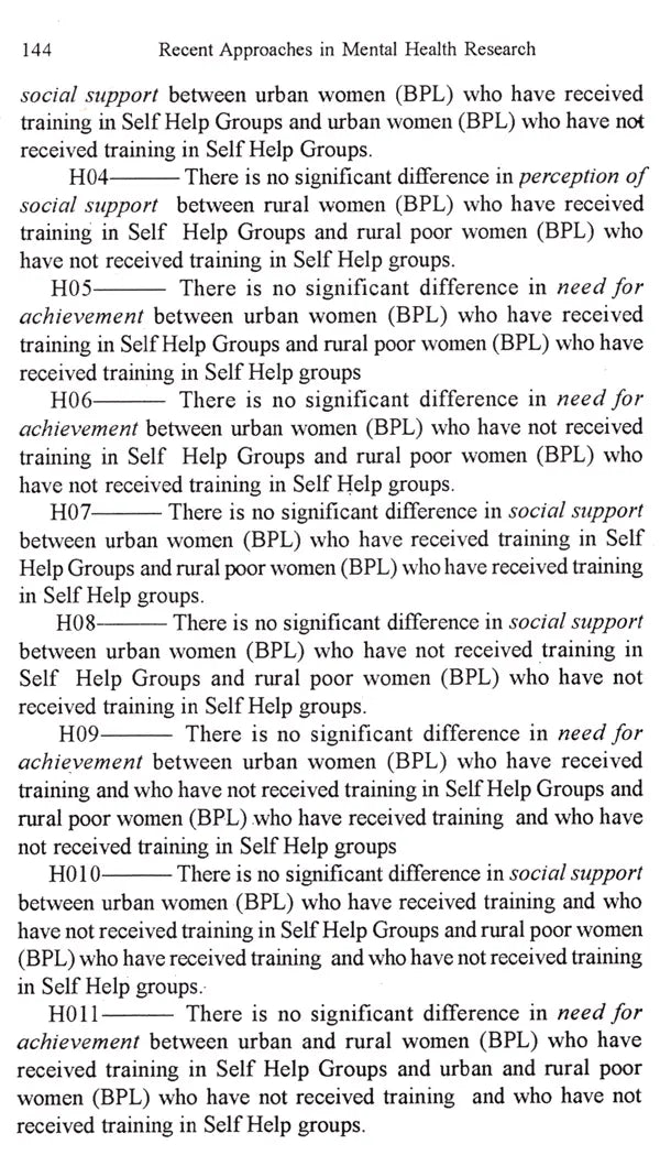 Recent Approaches in Mental Health Research