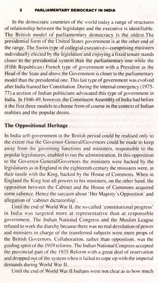 Parliamentary Democracy in India- Government and Opposition