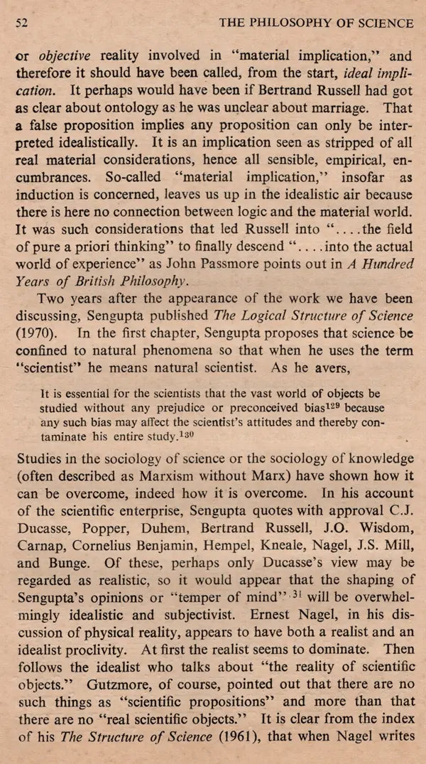 Objectivity and Subjectivism in the Philosophy of Science with Special Reference to India (An Old and Rare Book)