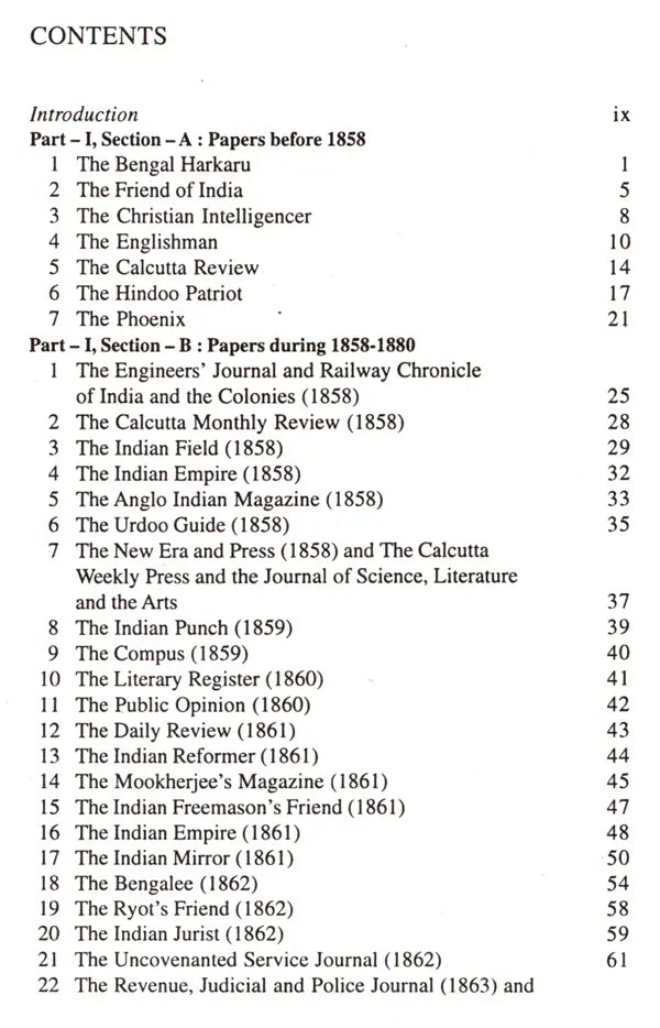 History of English Press in Bengal 1858-1880- With List of Papers Published in India (Including Burma and Ceylon)