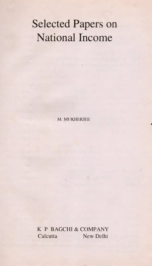 Selected Papers on National Income (An Old and Rare Book)