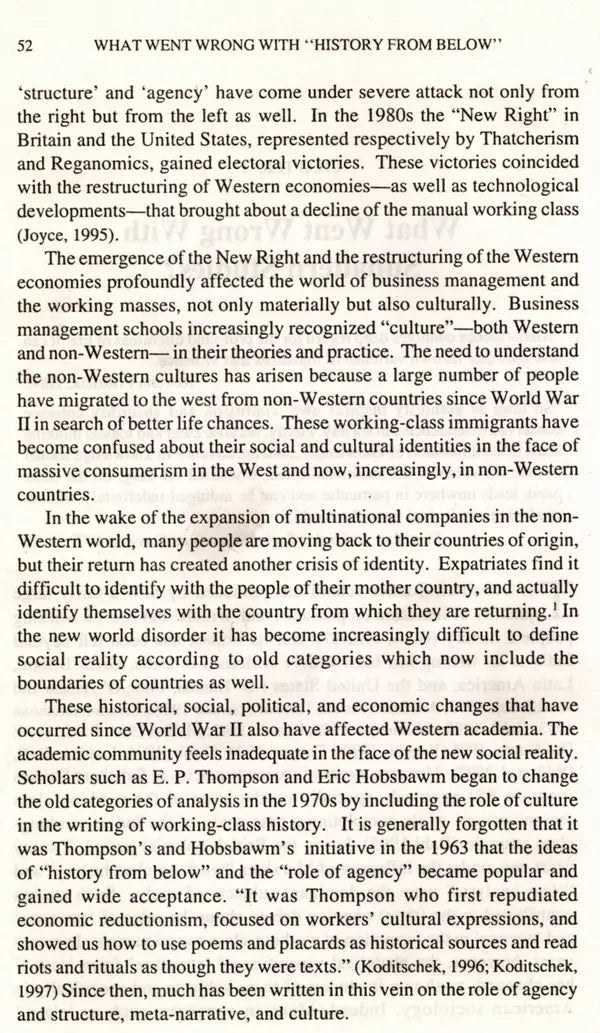 What Went Wrong with History from Below- Reinstating Human Agency as Human Creativity