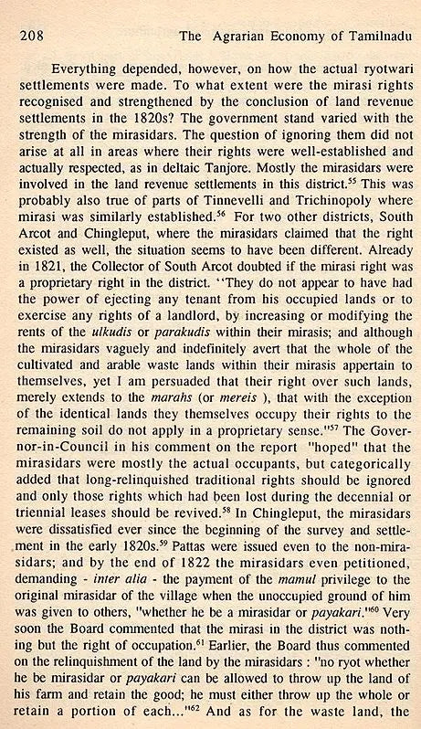 The Agrarian Economy of Tamilnadu 1820-1855