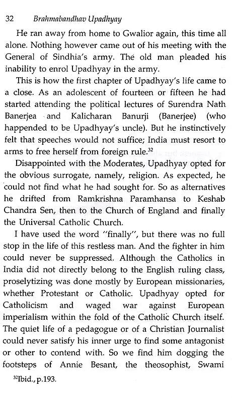 Brahmabandhav Upadhyay Restless Patriot and Theologian