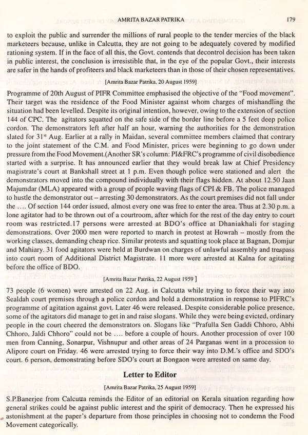 Food Movement of 1959- Documenting a Turning Point in the History of West Bengal (An Old and Rare Book) - Retail Maharaj