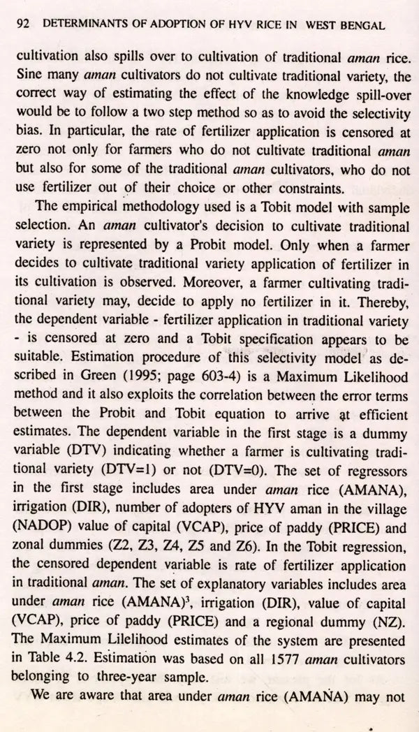 Determinants of Adoption of HYV Rice in West Bengal - Retail Maharaj
