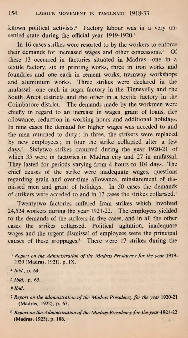 Labour Movement in Tamilnadu 1918-1933 (An Old and Rare Book) - Retail Maharaj