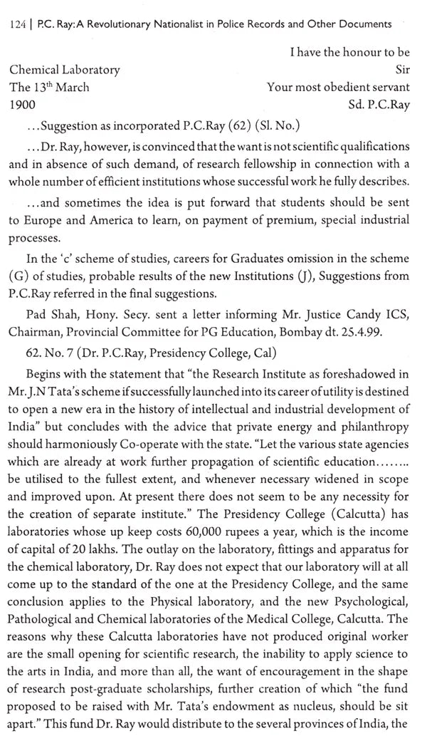 P. C. Ray- A Revolutionary Nationalist in Police Records and Other Documents - Retail Maharaj