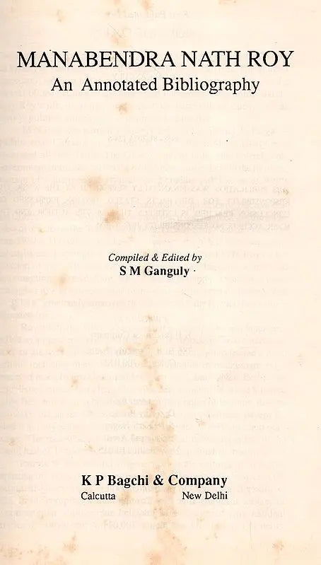 Manabendra Nath Roy- An Annotated Bibliography (An Old and Rare Book) - Retail Maharaj