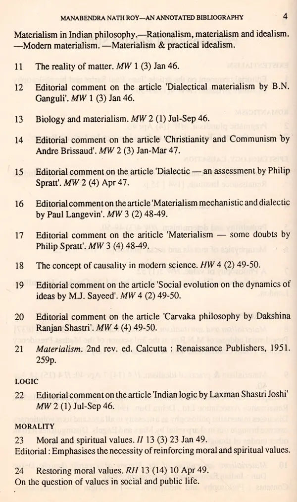 Manabendra Nath Roy- An Annotated Bibliography (An Old and Rare Book) - Retail Maharaj