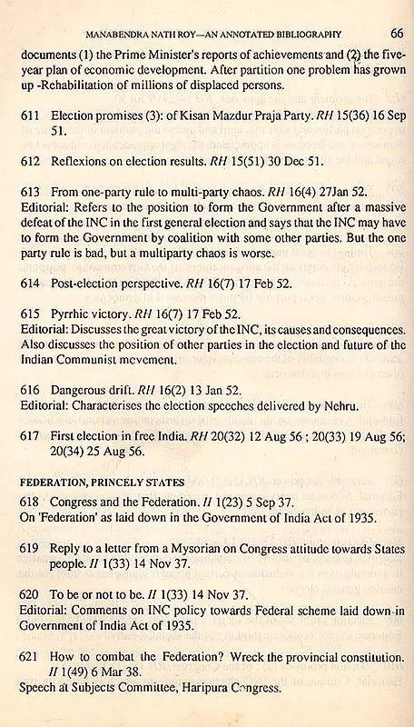 Manabendra Nath Roy- An Annotated Bibliography (An Old and Rare Book) - Retail Maharaj
