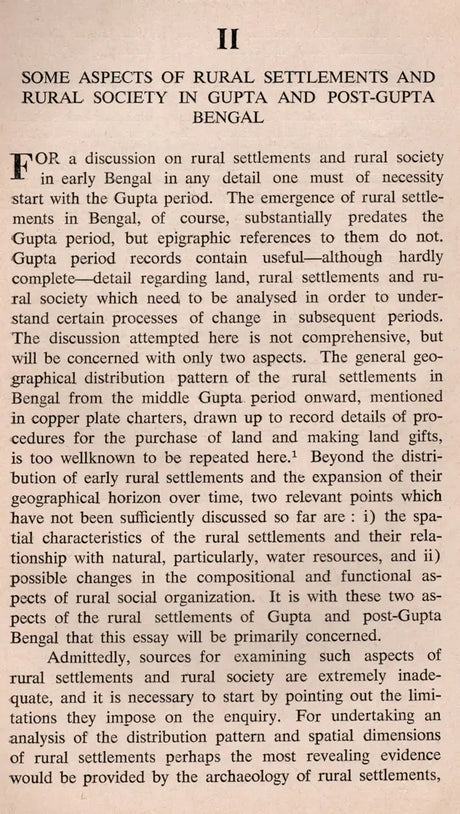 Aspects of Rural Settlements and Rural Society in Early Medieval India (S. G. Deuskar Lectures on Indian History and Culture 1985, An Old and Rare Book) - Retail Maharaj