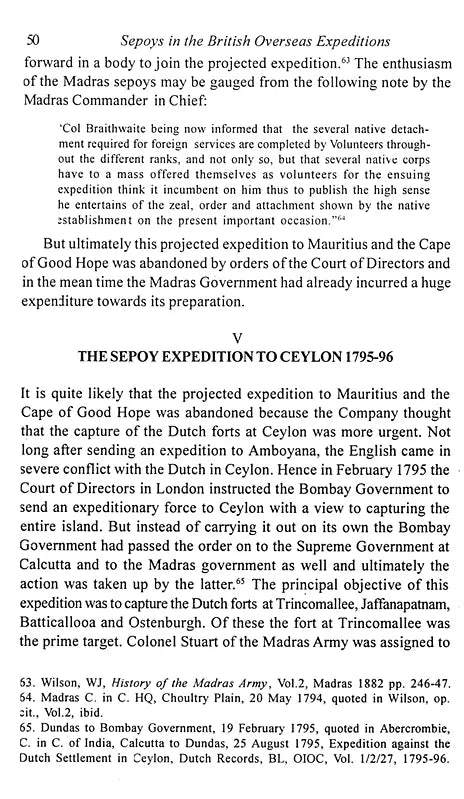 Sepoys in the British Overseas Expeditions (Vol-1, 1762-1826) - Retail Maharaj