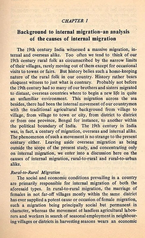 Internal Migration in India- A Case Study of Bengal (An Old and Rare Book) - Retail Maharaj