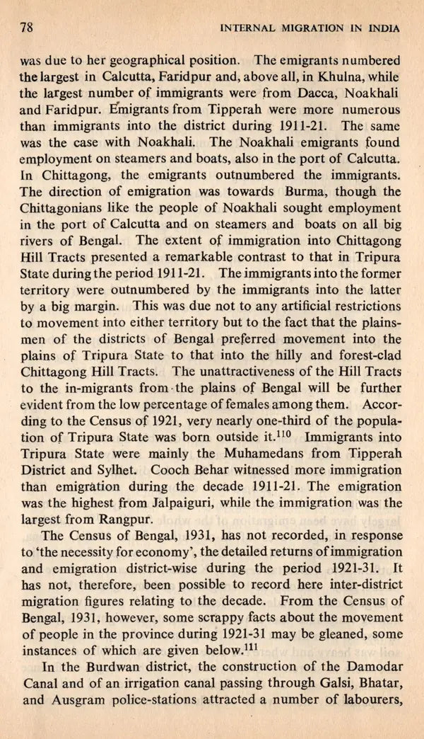 Internal Migration in India- A Case Study of Bengal (An Old and Rare Book) - Retail Maharaj