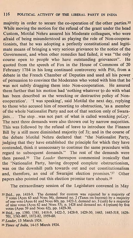 Political Activity of the Liberal Party in India 1919-1937 (An Old and Rare Book) - Retail Maharaj