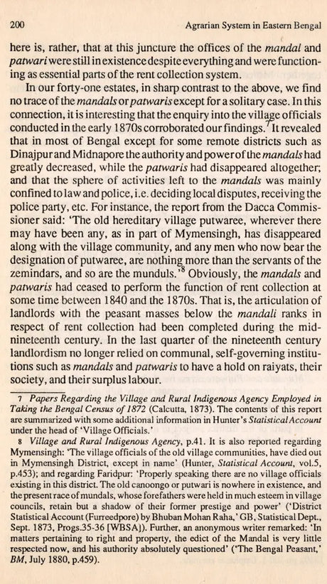 Agrarian System in Eastern Bengal C. 1870-1910 (An Old and Rare Book) - Retail Maharaj