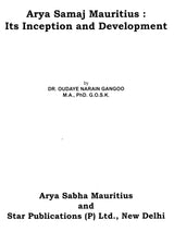 Arya Samaj Mauritius Its Inception and Development - Retail Maharaj
