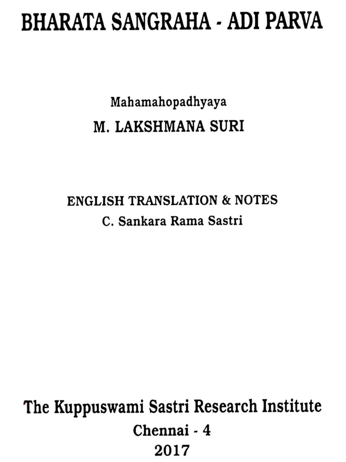 Bharata Sangraha – Adi Parva and Virata Parva (Set of 2 Volumes)
