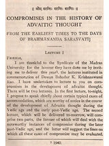 Compromises in the History of Advaitic Thought (An Old and Rare Book)