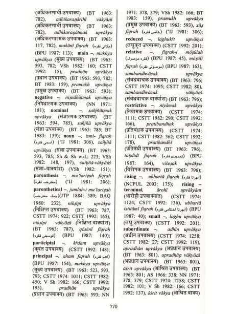 Glossary of Hindi Urdu and English Linguistic Terminology (Collection of Hindi and Urdu Linguistic Terms with Their English Equivalents) Set of 2 Volumes - Retail Maharaj