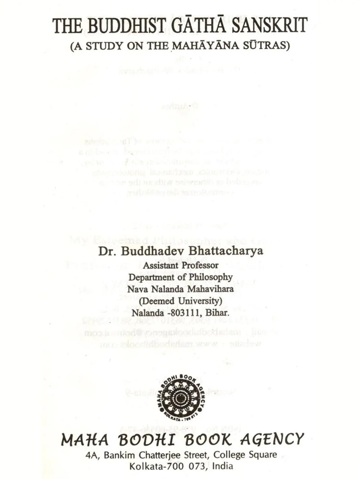 The Buddhist Gatha Sanskrit- A Study on the Mahayana Sutras