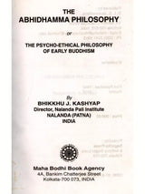 The Abhidhamma Philosophy or the Psycho-Ethical Philosophy of Early Buddhism