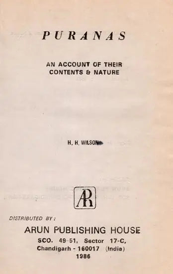 Puranas: An Account of Their Contents & Nature (An Old and Rare Book) - Retail Maharaj