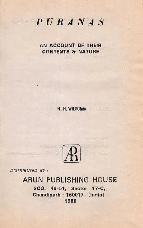 Puranas: An Account of Their Contents & Nature (An Old and Rare Book) - Retail Maharaj