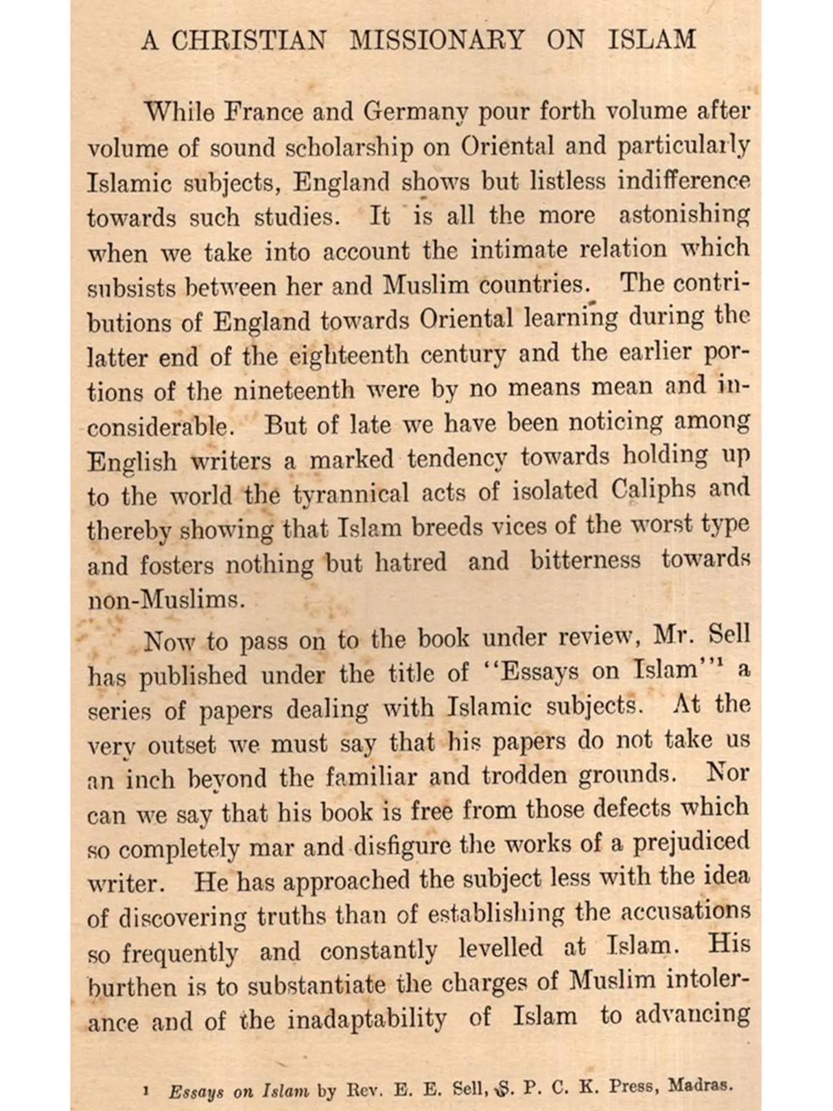 Contributions to the History of Islamic Civilization - Vol-1 (An Old and Rare Book)