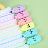 Cute Mini Highlighter Pens Cartoon Style Student Stationery Set of 6 - Retail Maharaj