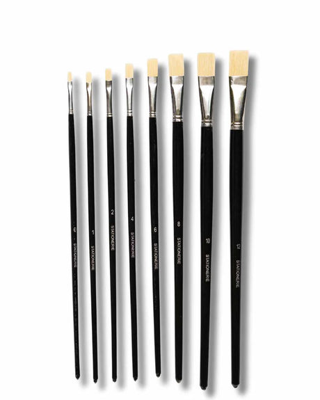 Retail Maharaj Flat Brush Set of 8 Chungking Hog Bristles 11 Inch Long Handle - Retail Maharaj