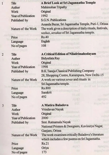 Bibliography on Sri Jagannatha and Sri Chaitanya Mahaprabhu - Retail Maharaj