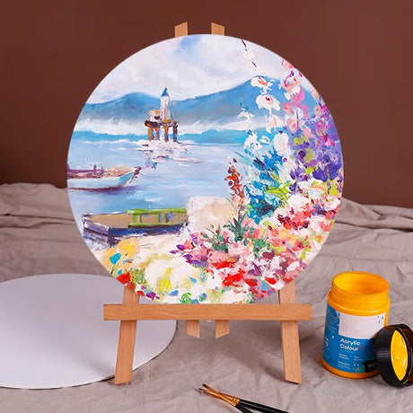 Retail Maharaj Professional Round Cotton Canvas Board White Primed Artist Surface - Retail Maharaj