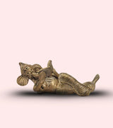 Dokra Reading Ganesh 7" | Handcrafted Brass Figurine – Traditional Dhokra Art - Retail Maharaj