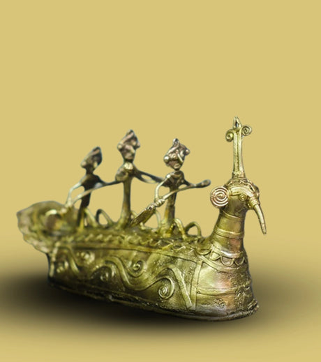 Dokra Small Boat | Handcrafted Brass Figurine – Traditional Dhokra Art - Retail Maharaj