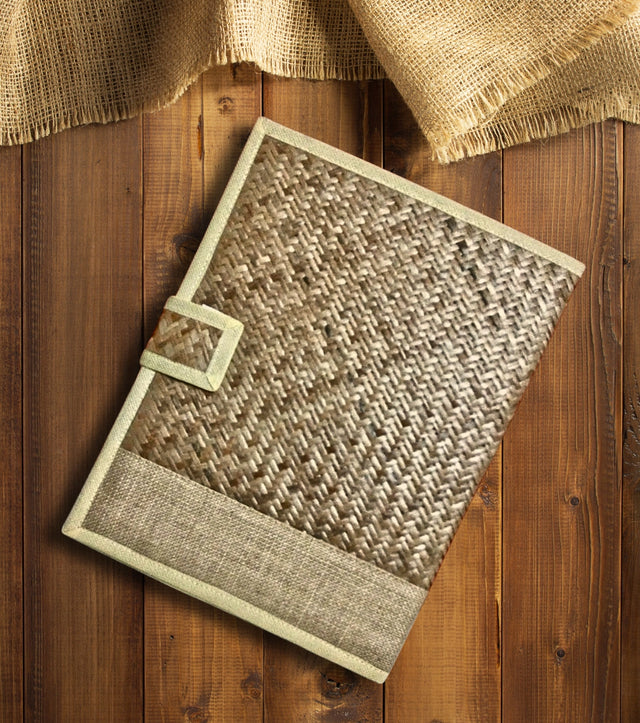 Handwoven Tribal Bamboo File Folder – Eco-Friendly A4 Document Holder with Jute Panel | Handmade by Tripura Artisans - Retail Maharaj