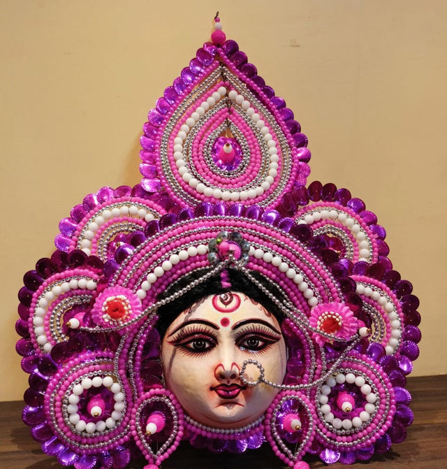 Raahr Devi Shringar – Handcrafted Purulia Chhau Mask | Traditional Divine Feminine Wall Art from Bengal - Retail Maharaj