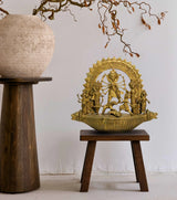 Dokra Durga Family | Handcrafted Brass Figurine – Ek-Chala Durga on Boat - Retail Maharaj